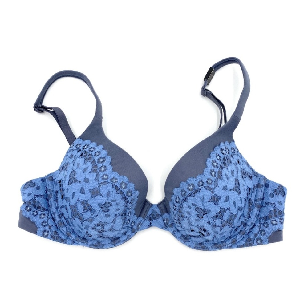 VS Steel Blue Floral Lace Bra